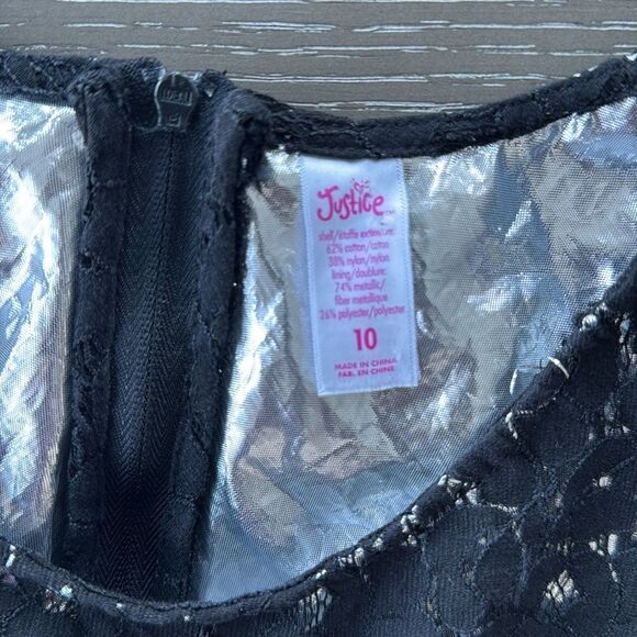 Justice Girl’s Size 10 Black Silver Dress Casual Formal Special Wear Lace EUC - Picture 11 of 12